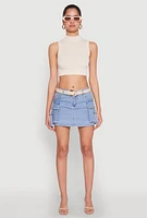 Womens Haute Monde Denim Cargo Skirt, Blue, Size S
