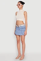 Womens Haute Monde Denim Cargo Skirt, Blue, Size S