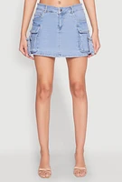 Womens Haute Monde Denim Cargo Skirt, Blue, Size S