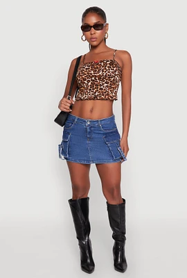 Womens Haute Monde Denim Cargo Skirt, Blue,