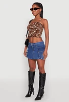 Womens Haute Monde Denim Cargo Skirt, Blue, Size L