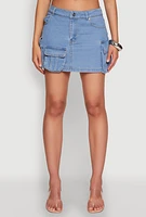 Womens Haute Monde Denim Utility Mini Skirt, Blue, Size S