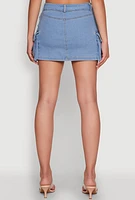 Womens Haute Monde Denim Utility Mini Skirt, Blue, Size S