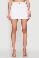 Womens WAX Twill Mini Cargo Skirt, White, Size S