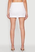 Womens WAX Twill Mini Cargo Skirt, White, Size S