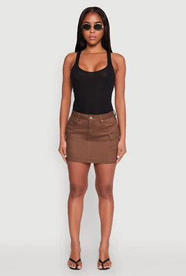 Womens WAX Twill Mini Cargo Skirt,