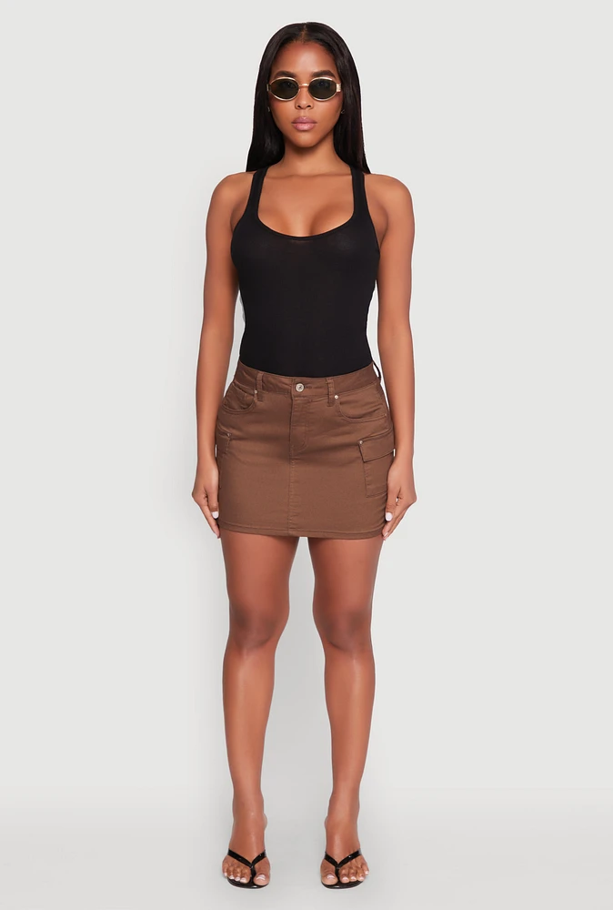 Womens WAX Twill Mini Cargo Skirt,