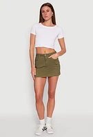 Womens WAX Twill Mini Cargo Skirt, Green, Size L