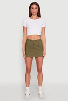 Womens WAX Twill Mini Cargo Skirt, Green, Size L