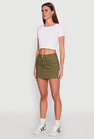Womens WAX Twill Mini Cargo Skirt, Green, Size L