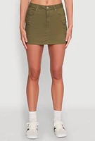 Womens WAX Twill Mini Cargo Skirt, Green, Size L