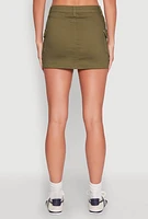 Womens WAX Twill Mini Cargo Skirt, Green, Size L