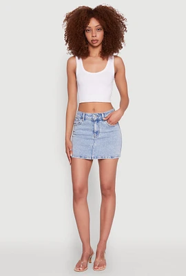 Womens WAX Denim Mini Skirt, Blue, Size S