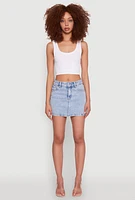Womens WAX Denim Mini Skirt, Blue, Size M
