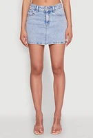 Womens WAX Denim Mini Skirt, Blue, Size M