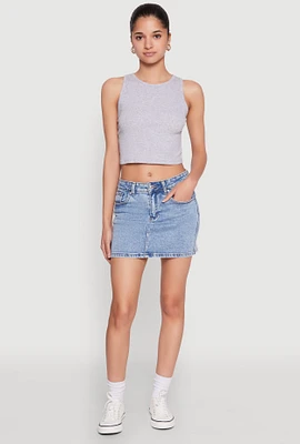 Womens WAX Denim Mini Skirt, Blue, Size S