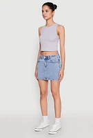 Womens WAX Denim Mini Skirt, Blue, Size S