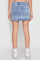 Womens WAX Denim Mini Skirt, Blue, Size S