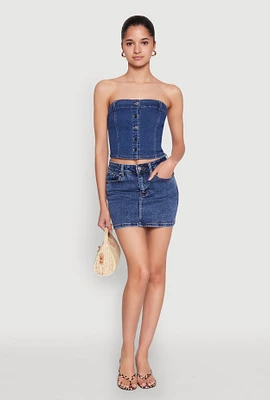Womens WAX Denim Mini Skirt, Blue,