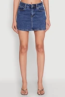 Womens WAX Denim Mini Skirt, Blue,