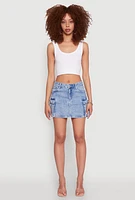 Womens WAX Cargo Pocket Mini Skirt, Blue,