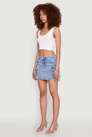 Womens WAX Cargo Pocket Mini Skirt, Blue, Size L