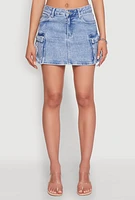 Womens WAX Cargo Pocket Mini Skirt, Blue,