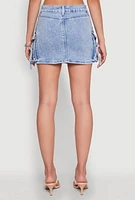 Womens WAX Cargo Pocket Mini Skirt, Blue,