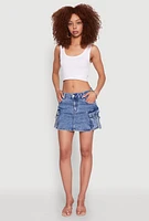 Womens WAX Cargo Pocket Mini Skirt, Blue,