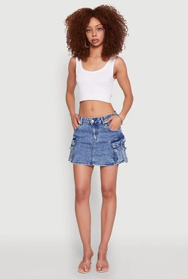 Womens WAX Cargo Pocket Mini Skirt, Blue, Size S