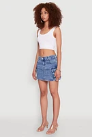 Womens WAX Cargo Pocket Mini Skirt, Blue,