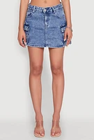 Womens WAX Cargo Pocket Mini Skirt, Blue,