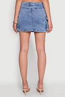 Womens WAX Cargo Pocket Mini Skirt, Blue,