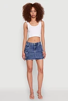 Womens WAX Cargo Pocket Mini Skirt, Blue, Size M