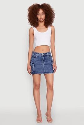Womens WAX Cargo Pocket Mini Skirt, Blue, Size L