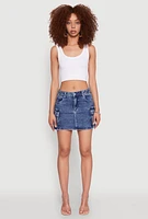 Womens WAX Cargo Pocket Mini Skirt, Blue, Size M