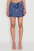 Womens WAX Cargo Pocket Mini Skirt, Blue, Size M