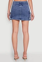 Womens WAX Cargo Pocket Mini Skirt, Blue, Size M