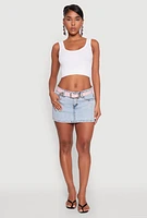 Womens Almost Famous Belted Micro Mini Denim Skirt, Blue, Size L