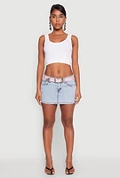 Womens Almost Famous Belted Micro Mini Denim Skirt, Blue, Size L
