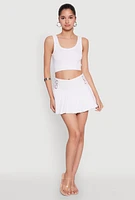 Womens Almost Famous Raw Hem Pleated Skort, White,