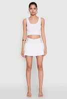 Womens Almost Famous Raw Hem Pleated Skort, White,
