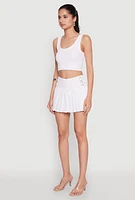 Womens Almost Famous Raw Hem Pleated Skort, White,