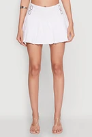 Womens Almost Famous Raw Hem Pleated Skort, White,