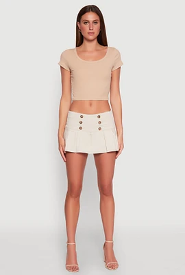 Womens Almost Famous Side Zip Pleated Sailor Skort, Khaki, Size XL