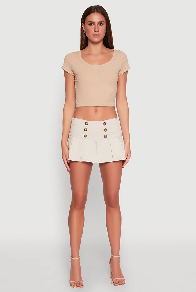 Womens Almost Famous Side Zip Pleated Sailor Skort, Khaki,
