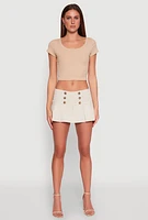 Womens Almost Famous Side Zip Pleated Sailor Skort, Khaki,