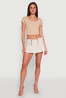 Womens Almost Famous Side Zip Pleated Sailor Skort, Khaki,