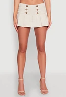 Womens Almost Famous Side Zip Pleated Sailor Skort, Khaki,