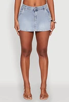 Womens Almost Famous Faux Fur Trim Denim Mini Skirt, Blue, Size L